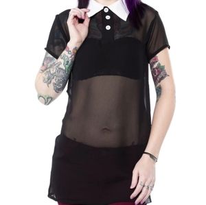 KILLSTAR Wednesday Collar Chiffon Top